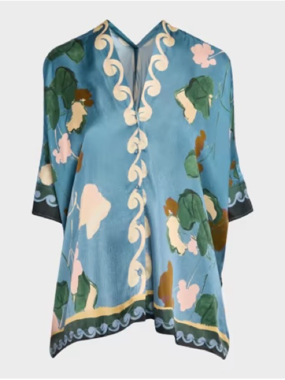 NWT Johnny Was Blue Floral Print V-Neck Women's Top